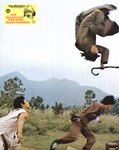 German lobby card for THE STORY OF DRUNKEN MASTER – <br> in which scenes from DUAL FLYING KICKS were intentionally cut in, <br> and thus image motifs of the movie landed on the lobby cards. <br> (You can see the trampoline being used for the leap. <br> The stunt was possibly executed by Hsiao Huang-Lung!)