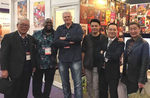 Hong Kong Film Market / 18th – 21st March 2019:<br>
Yukio Someno paying Toby Russell, Hong Kong and Taiwan movie expert and owner of all IFD rights, a visit in his booth. – Many actors, actresses or producers come around to such events.
