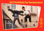 German lobby card #8 <br> (some sets were numbered) <br> displaying a "false" (and mirror-reversed) still directly taken out of the 35mm print