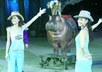 Twins with Mr Hippo