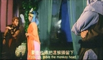 When the Monkey King's entourage bids Princess Iron Fan farewell,<BR>
she tells them to leave the Monkey King's head,<BR>
whereupon said Monkey King feigns kicking her in the face<BR>
to demonstrate what he could and would do if he so chose.
