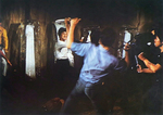 A distance shot of the most famous deleted scene in a martial arts movie ever!<br> (According to Steve Kerridge and Darren Chua in their book "Bruce Lee: Mandarin Superstar", this scene was only shown at the initial screening of the THE BIG BOSS,
on October 17th 1971, which was for cinema owners and prospective buyers only.)