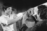 A still of the most famous deleted scene in a martial arts movie ever!<br> (According to Steve Kerridge and Darren Chua in their book "Bruce Lee: Mandarin Superstar", this scene was only shown at the initial screening of the THE BIG BOSS,
on October 17th 1971, which was for cinema owners and prospective buyers only.)