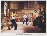 US lobby card for THE WAY OF THE DRAGON: ducking and attacking from behind is Anders Nelsson whom Bruce Lee knew from his teenager days as an 