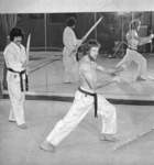 footage of a real life demonstration <br> with Tadashi Yamashita assisting Bob Wall
as shown on 16 mm to Bruce Lee in the movie