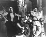 Original press still displaying a deleted scene, seemingly a visit to a brothel at night where the four actors are watching - maybe - a Jackie Chan in a romantic scene. This could be a scene in which actress Ting Hsiang was taking part according to her name's appearance in the original credits as 