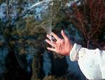 Demonstration of the Emei Daggers
(Ermei-Ci) weapon, a blade that can spin on a swivel slipped over the middle finger. Can be used to disorientate the opponent with flashes and noise.