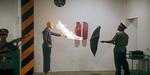 Commander Chan's soldier testing weapon
